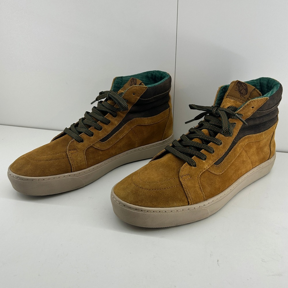 Vans Brown Suede High-Top Sneakers with Green Lining - Picture 3 of 9